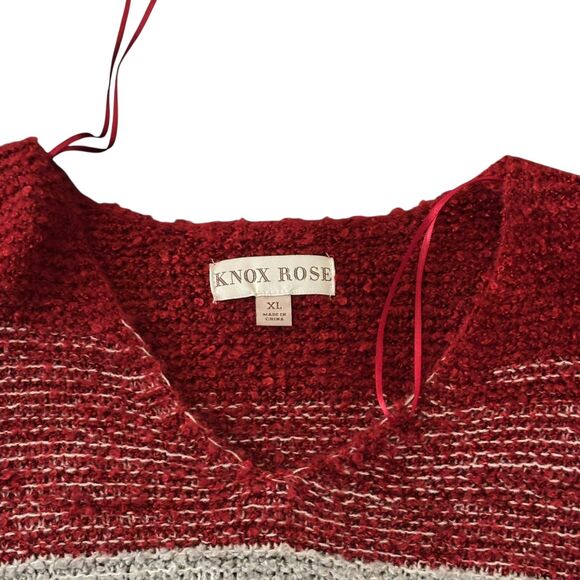 Knox Rose Sweater Womens XL Striped Pullover Knit Soft Cozy V Neck Casual Boho - Picture 3 of 13